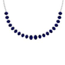 44.40 Ctw VS/SI1 Blue Sapphire And Diamond 14K White Gold Girls Fashion Necklace (ALL DIAMOND ARE LA