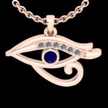 0.06 Ctw VS/SI1 Blue Sapphire And Diamond 14K Rose Gold Eye Pendant Necklace (ALL DIAMOND ARE LAB GR