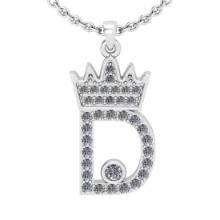 0.24 Ctw VS/SI1 Diamond 14K White Gold alphabet (D) Necklace(ALL DIAMOND ARE LAB GROWN )