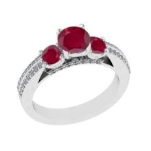 1.86 Ctw VS/SI1 Ruby and Diamond 14K White Gold Vintage Style Ring (ALL DIAMOND ARE LAB GROWN DIAMON