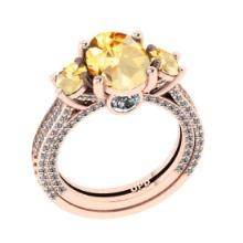 4.36 Ctw VS/SI1 Citrine and Diamond 14K Rose Gold Engangement Ring (ALL DIAMOND LAB GROWN Diamond )