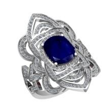 3.40 Ctw VS/SI1 Blue Sapphire and Diamond 14k White Gold Engagement Halo Ring (LAB GROWN)