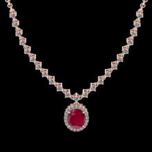 8.03 Ctw VS/SI1 Ruby and Diamond 14K Rose Gold Necklace (ALL DIAMOND ARE LAB GROWN )