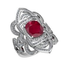 3.40 Ctw VS/SI1 Ruby and Diamond 14k White Gold Engagement Halo Ring (LAB GROWN)