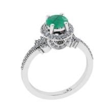 1.61 Ctw VS/SI1 Emerald and Diamond 14K White Gold Engagement Ring(ALL DIAMOND ARE LAB GROWN)