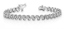 14KT WHITE GOLD 1 CTW G-H VS2/SI1 S LINK BRACELET LAB-GROWN DIAMOND