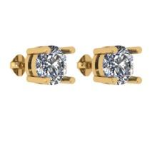 CERTIFIED 0.9 CTW ROUND D/SI2 DIAMOND (LAB GROWN Certified DIAMOND SOLITAIRE EARRINGS ) IN 14K YELLO