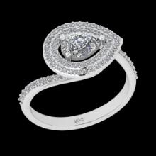 1.13 Ctw VS/SI1 Diamond Prong Set 18K White Gold Engagement Ring