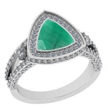 2.99 Ctw VS/SI1 Emerald And Diamond 14K White Gold Cocktail Ring