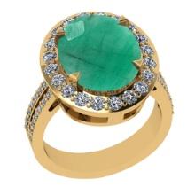 5.55 Ctw VS/SI1 Emerald And Diamond 14K Yellow Gold Engagement Ring