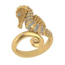 0.27 Ctw VS/SI1 Diamond 14K Yellow Gold Seahorse Ring