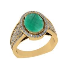 3.00 Ctw VS/SI1 Emerald and Diamond 14K Yellow Gold Vintage Style Ring (ALL DIAMOND ARE LAB GROWN DI
