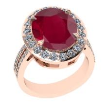 5.55 Ctw VS/SI1 Ruby And Diamond 14K Rose Gold Engagement Ring