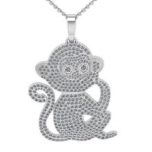 5.26 Ctw SI2/SI1 Diamond Style Prong Set 18K White Gold chinese year of the Monkey Necklace (ALL DIA