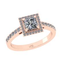 1.08 Ctw VS/SI1 Diamond 10K Rose Gold Engagement Hiden Halo Ring