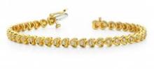 14K YELLOW GOLD 1 CTW G-H I1/I2 HEART LINK BRACELET LAB-GROWN DIAMOND