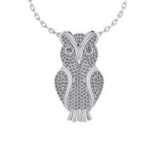 2.76 Ctw VS/SI1 Diamond 14K White Gold lucky owl Necklace (ALL LAB GROWN ARE DIAMOND)
