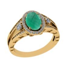 1.61 Ctw VS/SI1 Emerald and Diamond 14k Yellow Gold Engagement Halo Ring (LAB GROWN)
