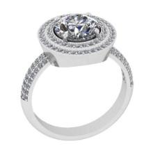 3.04 Ctw SI2/I1 Diamond Style Prong Set 18K White Gold Engagement Halo Ring