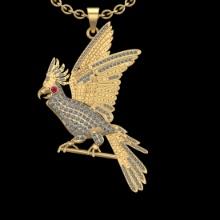 1.72 Ctw VS/SI1 Ruby and Diamond Prong Set 18K Yellow Gold Birds Necklace (ALL DIAMOND ARE LAB GROWN