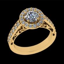 1.70 Ctw VS/SI1 Diamond Prong Set 18K Yellow Gold Engagement Ring