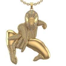 3.22 Ctw VS/SI1 Diamond 14K Yellow Gold Spider man Pendant Necklace (ALL DIAMOND LAB GROWN )