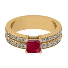 1.10 Ctw VS/SI1 Ruby And Diamond 14K Yellow Gold Cocktail Ring