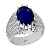 5.06 Ctw VS/SI1 Blue Sapphire And Diamond 14K White Gold Engagement Ring