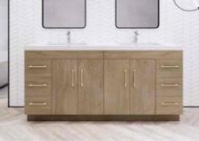 Elsa 72? Freestanding Vanity With Royal White Reinforced Acrylic Double Sink Top