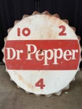 Vintage RARE Large Dr. Pepper Metal Bottle Cap Sign 38" 10 2 4
