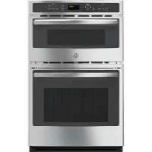 GE 27 in. Double Electric Wall Oven with Built-In Microwave in Stainless Steel
