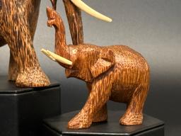 Collection of Wooden Elephant Figurines