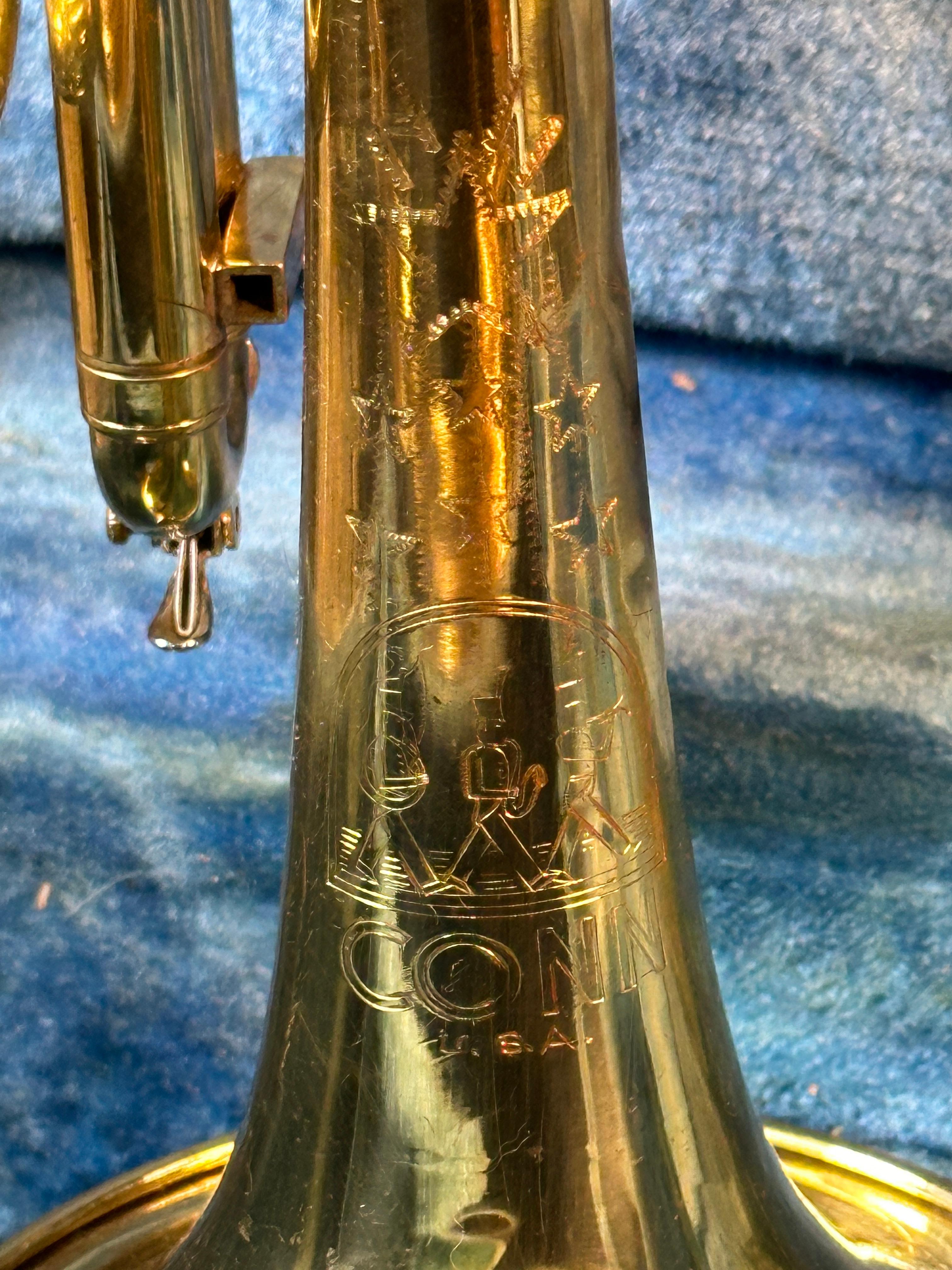 Conn Director Brass Cornet with Blue Velvet Lined Case and Mute