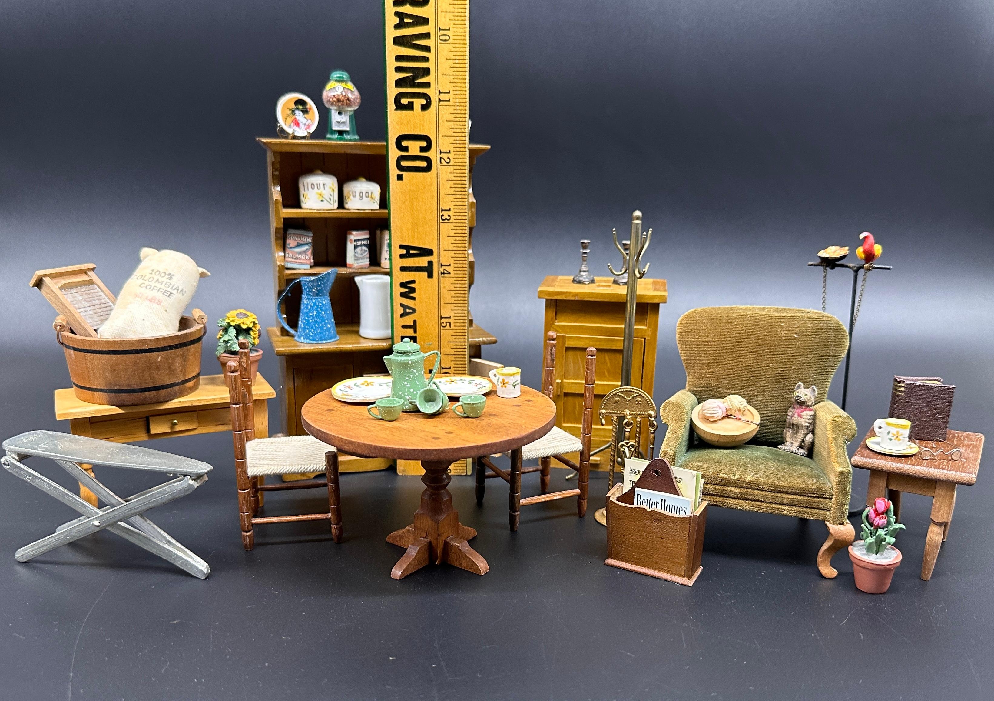 Collection of Vintage Doll House Furniture and Accessories