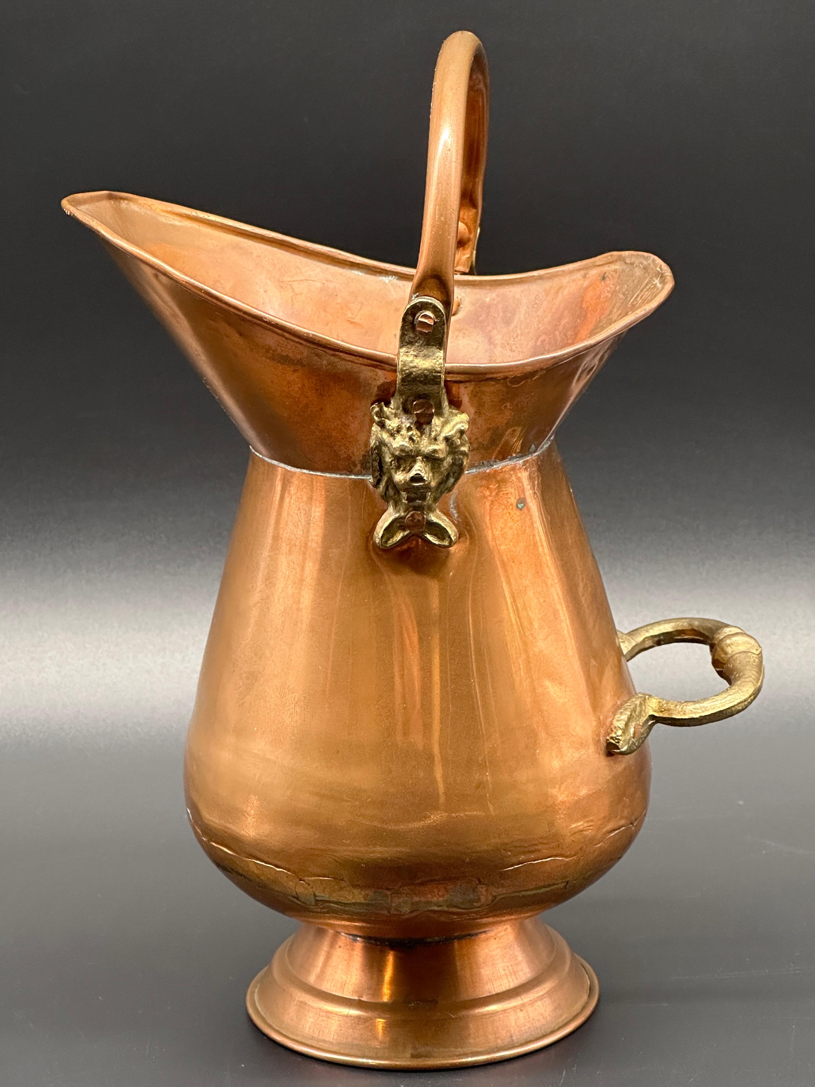 Double Brass Handled Copper Pitcher