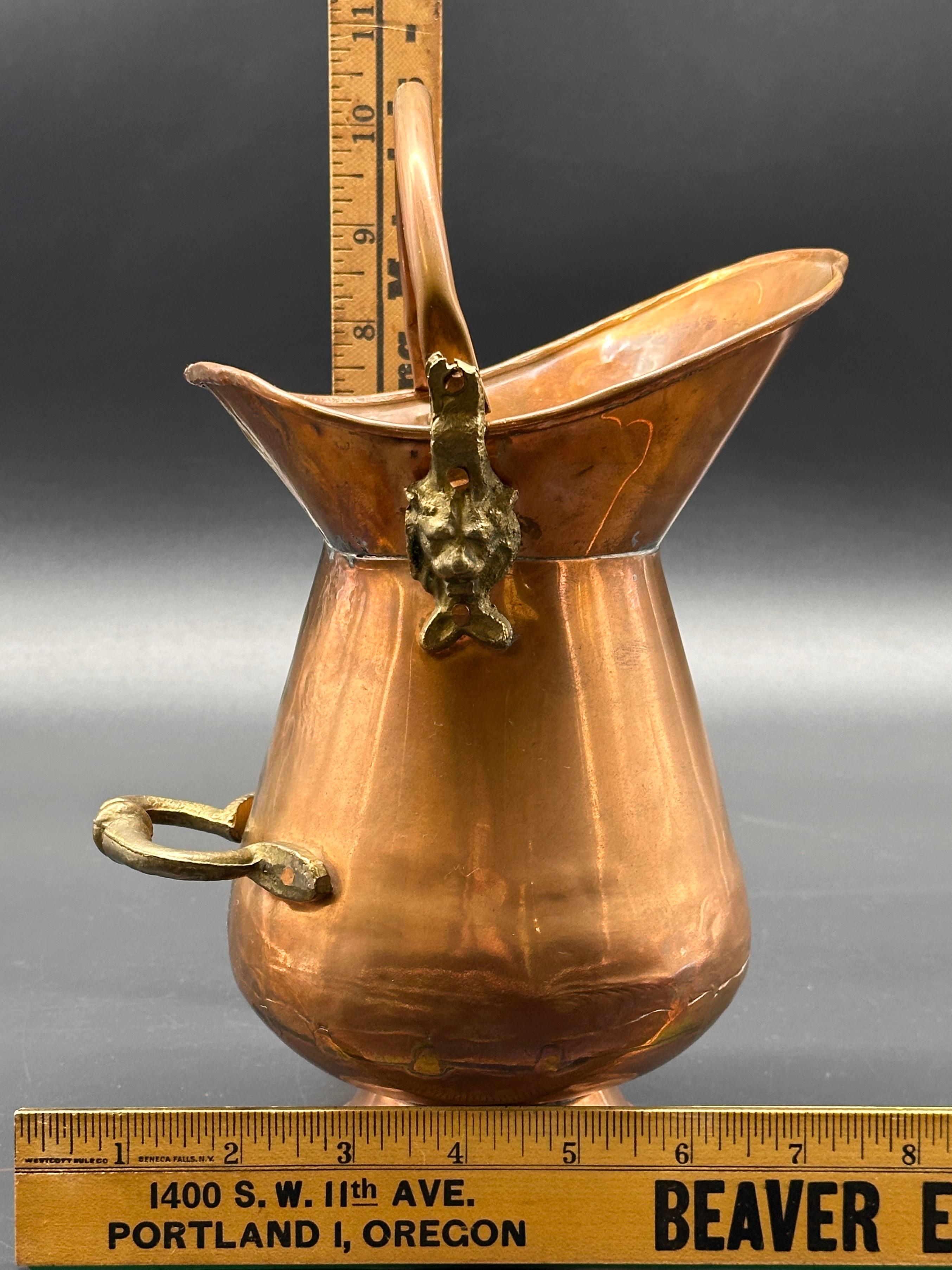 Double Brass Handled Copper Pitcher