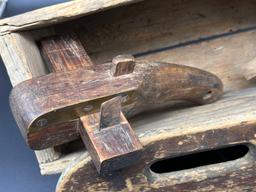 Vintage Wood Tool Box and Tools