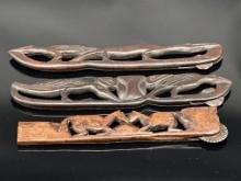 Three Hand-Carved Asian Pastry Cutting Tools