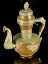 Old Vintage/Antique Chinese Copper Teapot/Kettle with Dragons Depictions