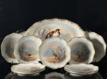 Antique Limoges Fowl Plate and Platter Set