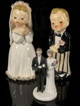 Napco Bride and Groom Figurine with Ceramic Cake Topper