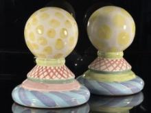 2 Mackenzie Childs Tuffet Stool Ball Feet