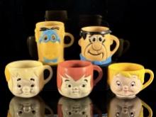 Vintage 1970's Flinstones Character Mugs