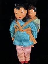 Chinese Paper Mache Doll - Amah Mother and Child