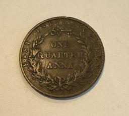 1858 1\4 ONE QUARTER ANNA - EAST INDIAN COMPANY