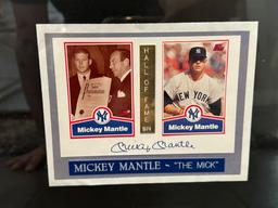 FRAME SIGNED BY MICKEY MANTLE - BASEBALL HALL OF FAME 1974