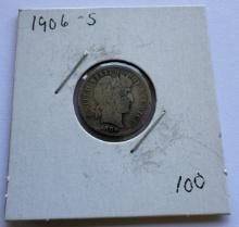 1906-S BARBER DIME COIN