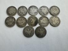 SET OF 12 BARBER QUARTER DOLLAR COINS