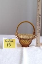 Fenton Hobnail Glass Basket, Amber Glass