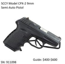 SCCY Model CPX-2 9mm Semi-Auto Pistol